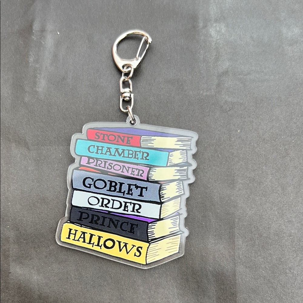 Colorful Book Stack Keychain